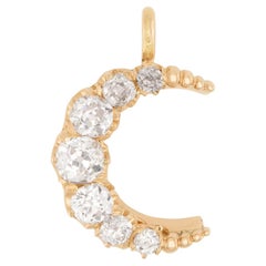 Victorian 14k Diamond Crescent Pendant/Charm