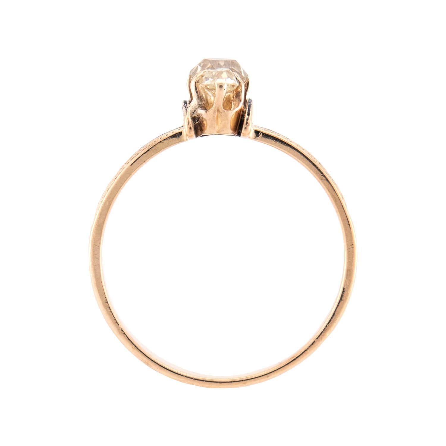 Viktorianischer 14k Diamant & Emaille Navette Ring im Zustand „Gut“ im Angebot in Narberth, PA