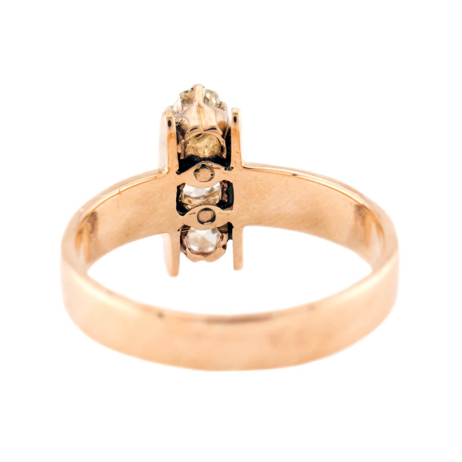 Viktorianischer 14k Diamant & Emaille Navette Ring Damen im Angebot