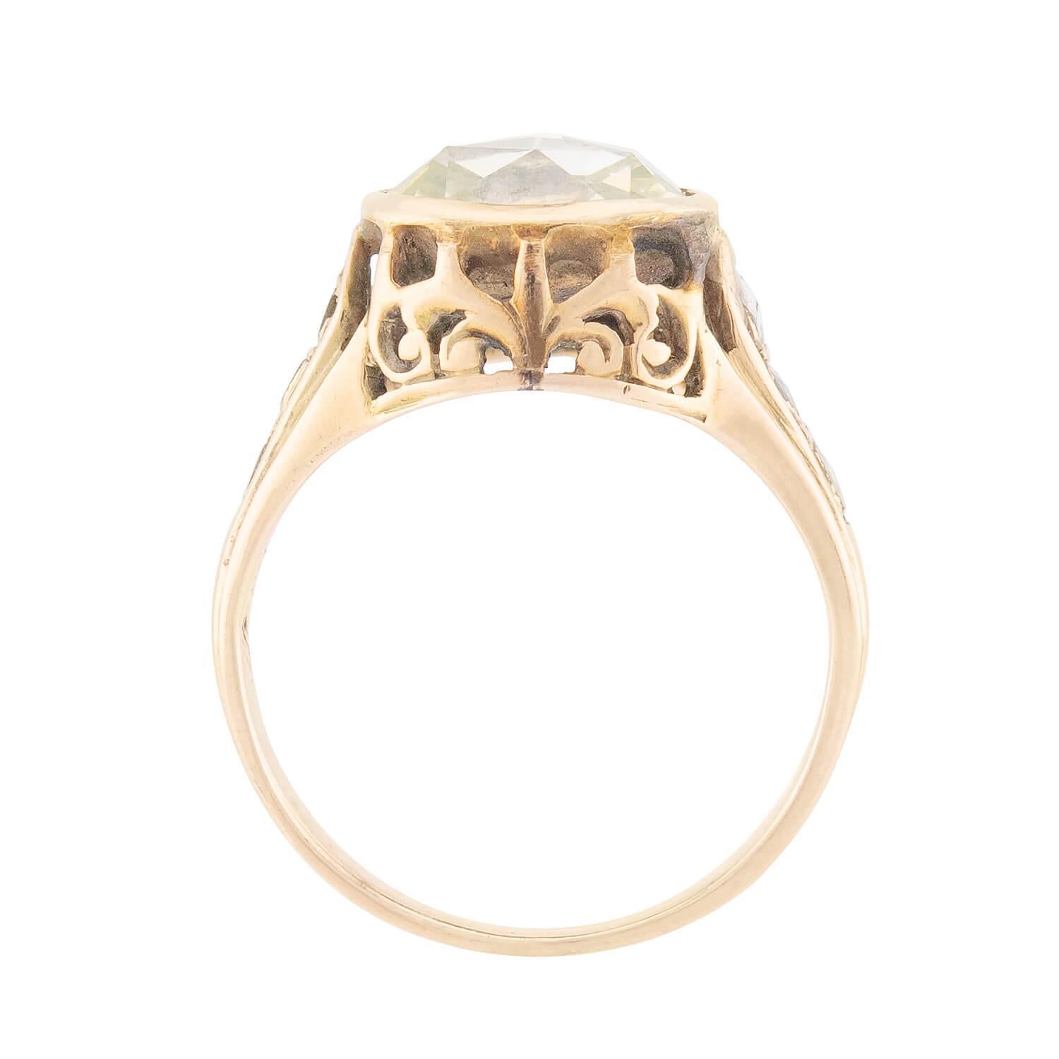 Taglio a rosa Anello di fidanzamento vittoriano con diamante 14k 1,10ct in vendita
