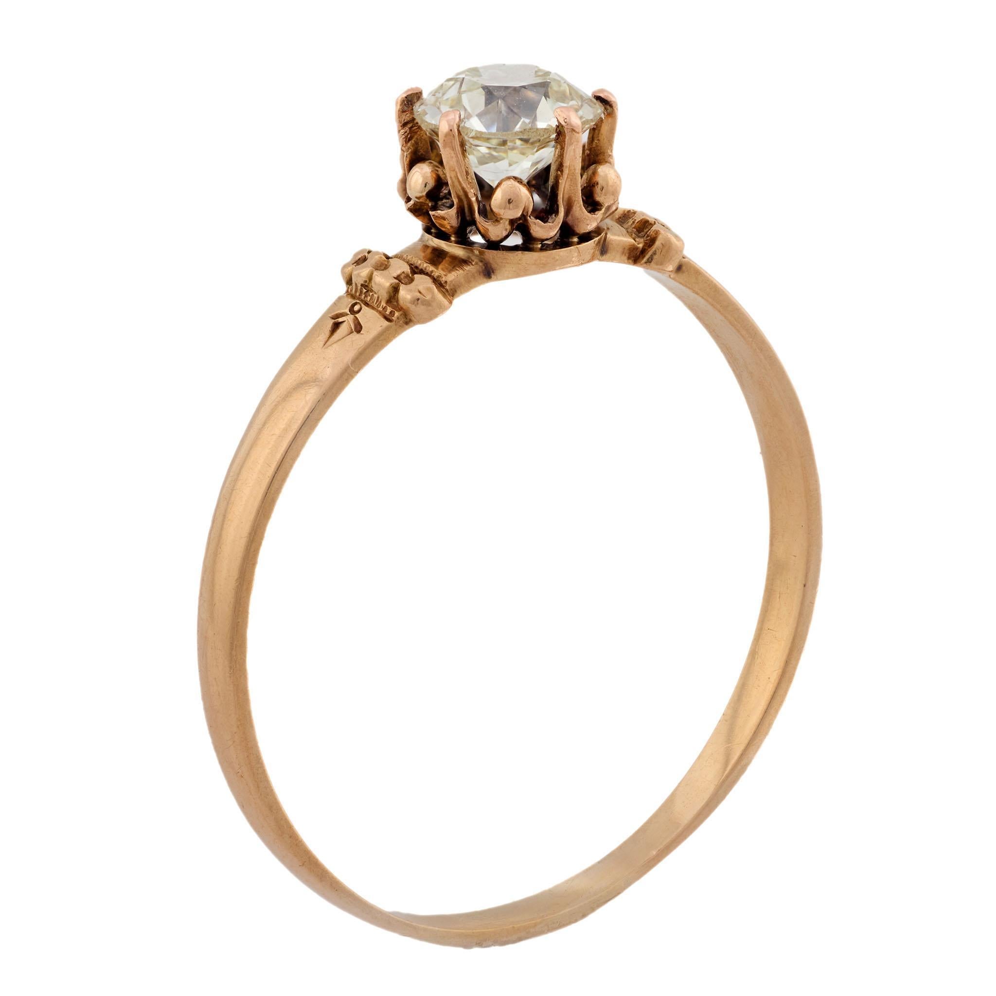 Vittoriano Anello di fidanzamento vittoriano con diamante 14k da 0,65 carati in vendita