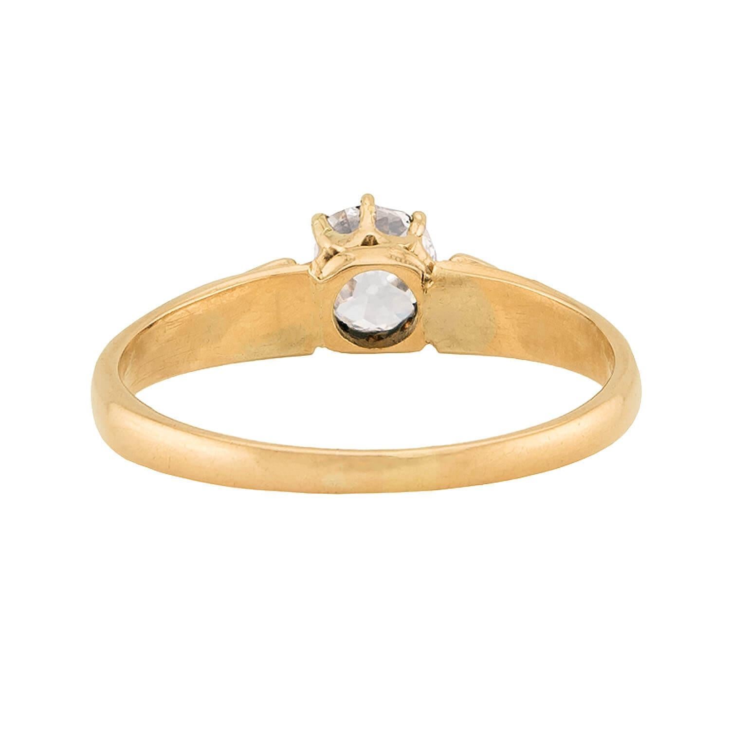 Taille vieille mine Bague de fiançailles victorienne 14k avec diamant .72ct en vente
