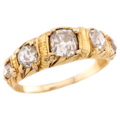 Anello vittoriano a cinque pietre con diamante 14k