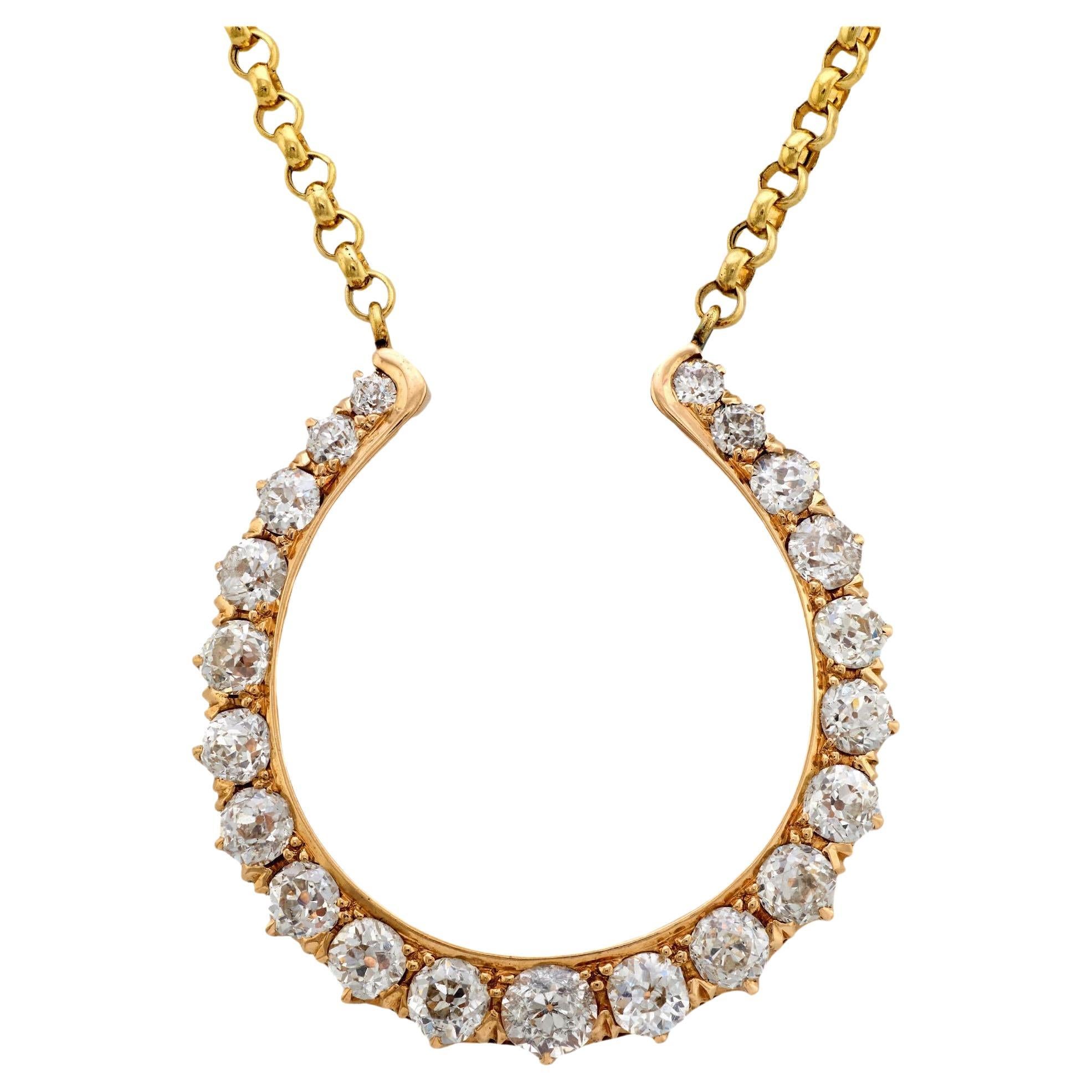 Pendentif Victorien 14k Diamond Horseshoe