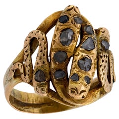 Victorian 14k Diamond Snake Ring