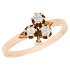 Victorian 14k Diamond Trefoil Ring