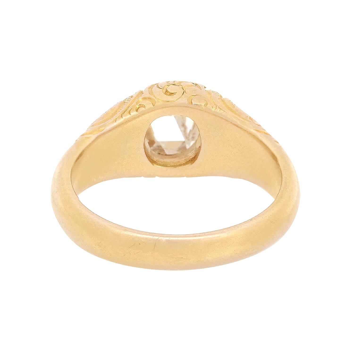 Anello di fidanzamento vittoriano 14k Dutch Rose Cut Diamond Flush Mount 0.52ct In condizioni buone in vendita a Narberth, PA