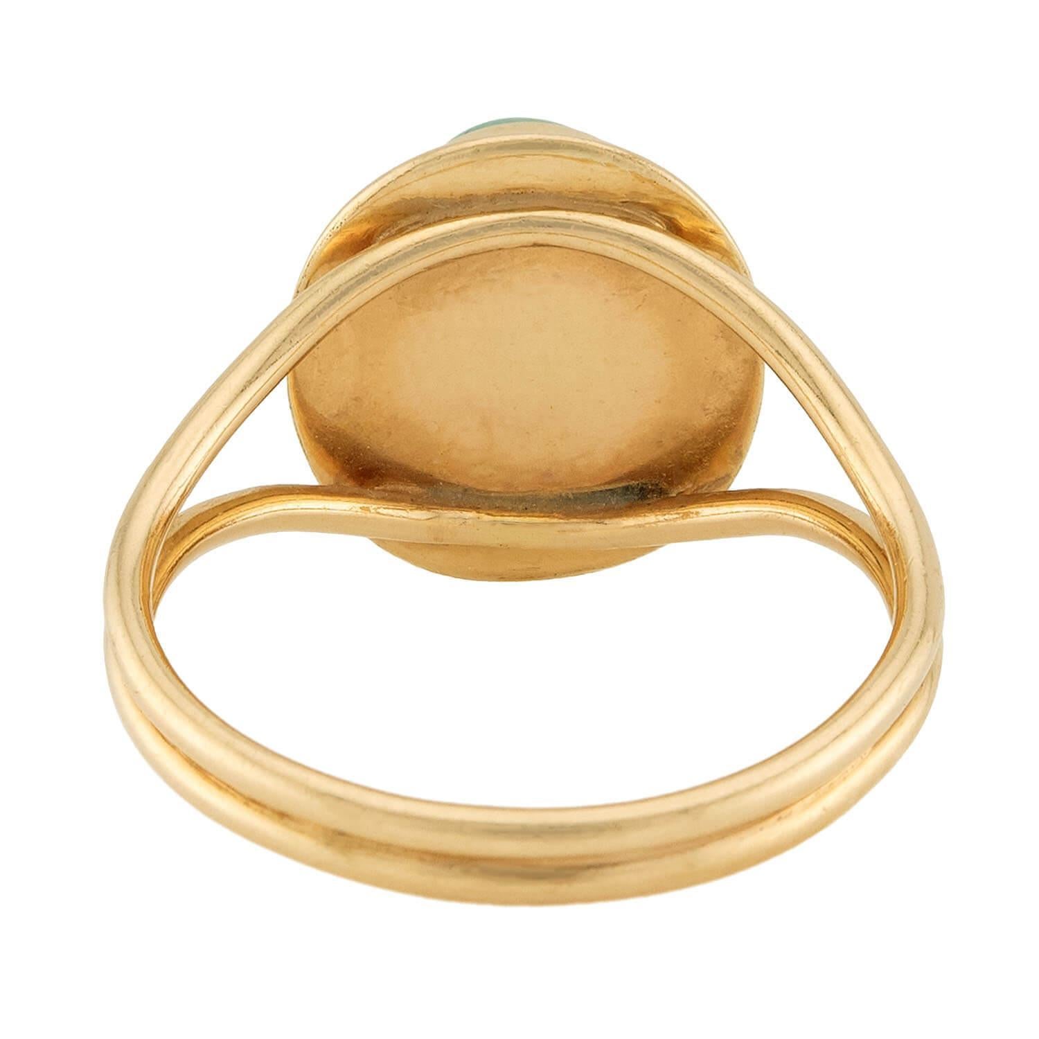 Viktorianischer 14k Smaragd Ring Damen im Angebot