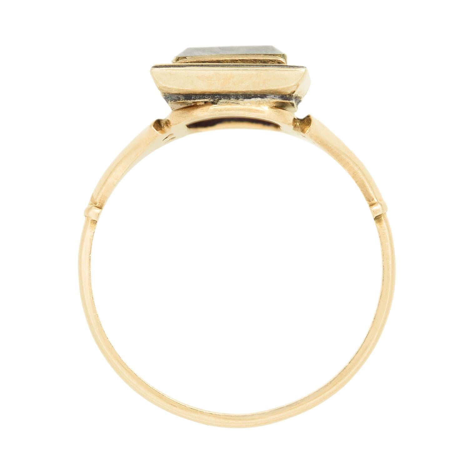 Victorian 14k Enamel & Woven Hair Mourning Ring In condizioni buone in vendita a Narberth, PA
