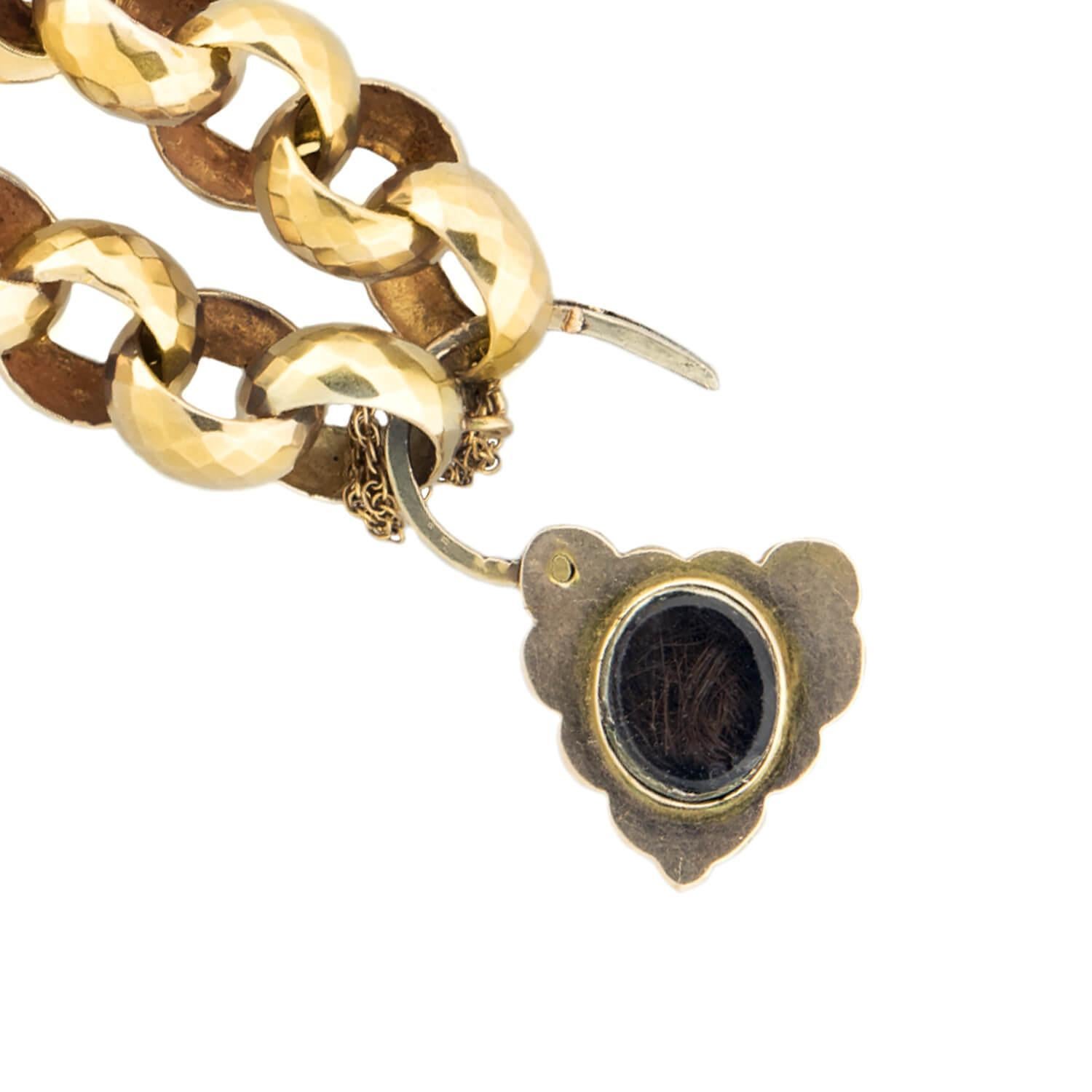 da uomo o donna Bracciale vittoriano con lucchetto A Link Marin in granato 14k in vendita