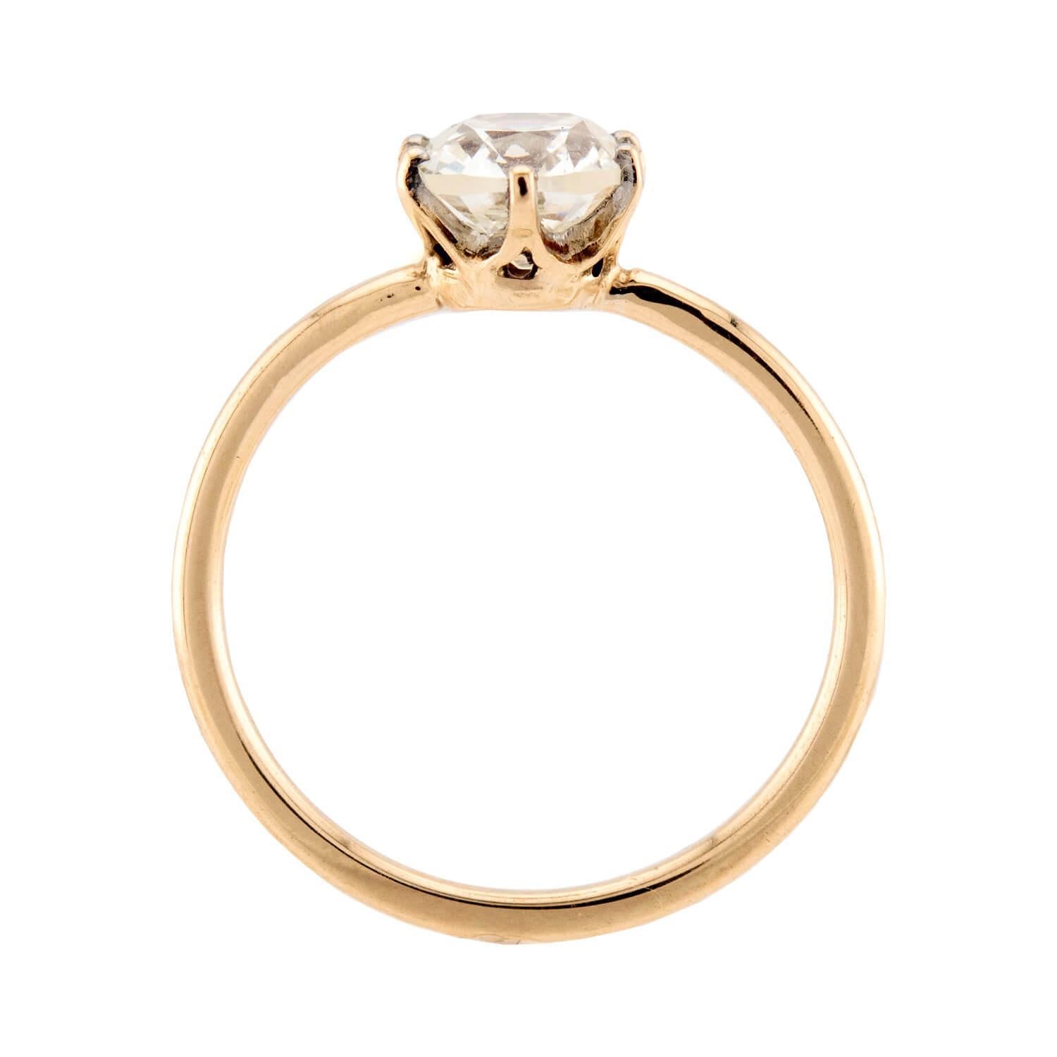 Taglio vecchia miniera Anello di fidanzamento vittoriano con diamante GIA da 14 carati 1,02ct in vendita