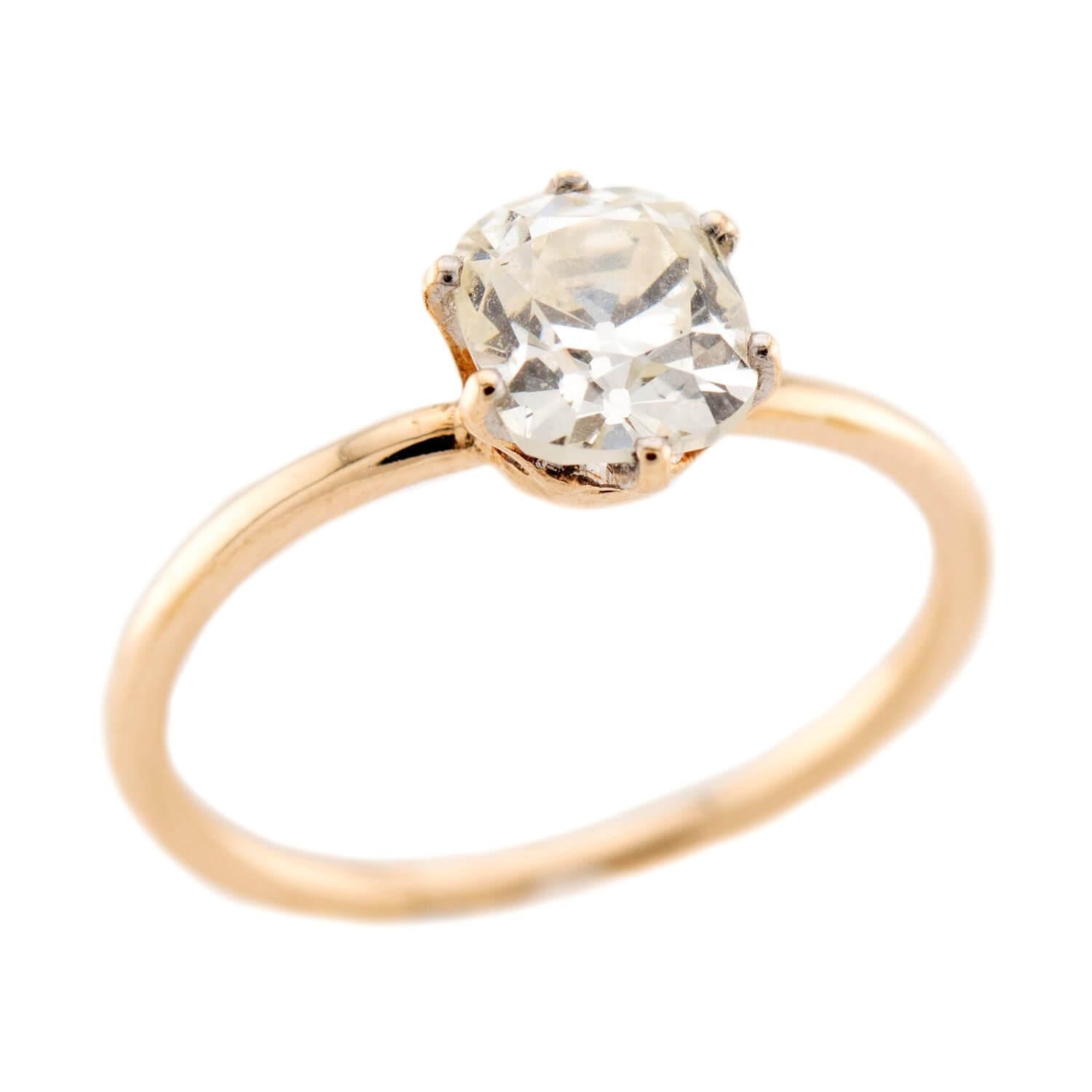 Anello di fidanzamento vittoriano con diamante GIA da 14 carati 1,02ct