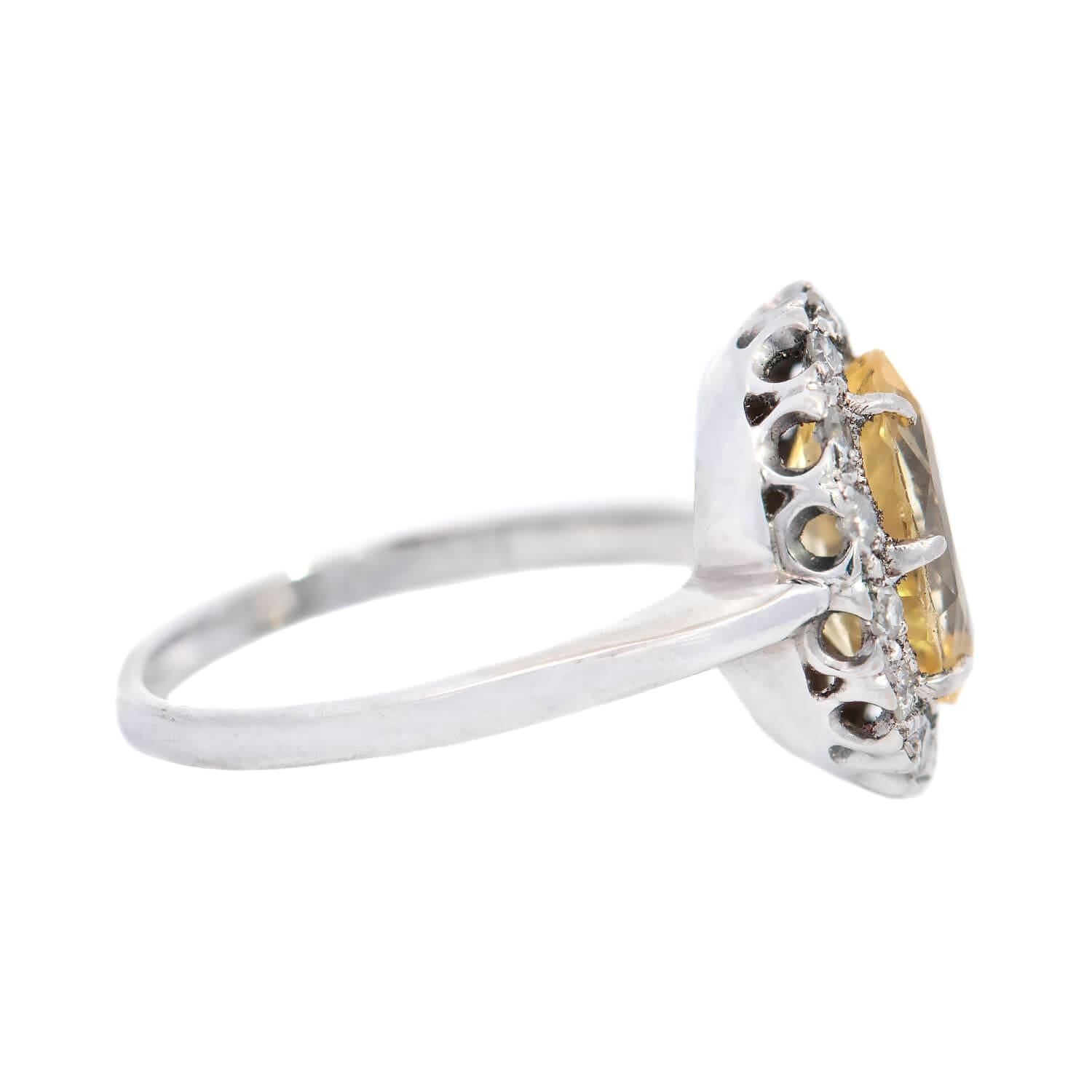 Viktorianischer 14k GIA Saphir und Diamant Halo Ring 3,96ct im Zustand „Gut“ im Angebot in Narberth, PA