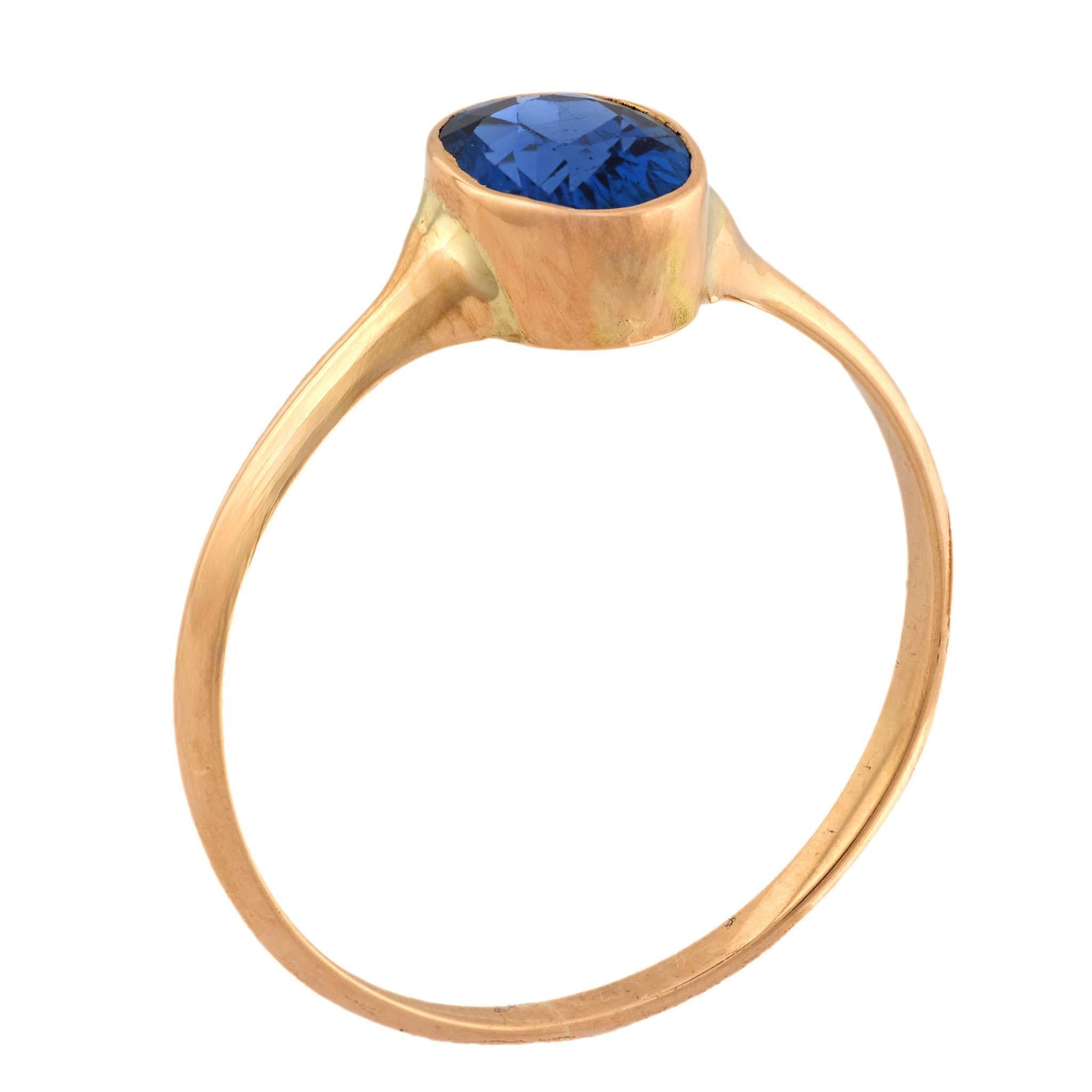 Viktorianischer 14k GIA Saphir Solitär Ring im Zustand „Gut“ im Angebot in Narberth, PA