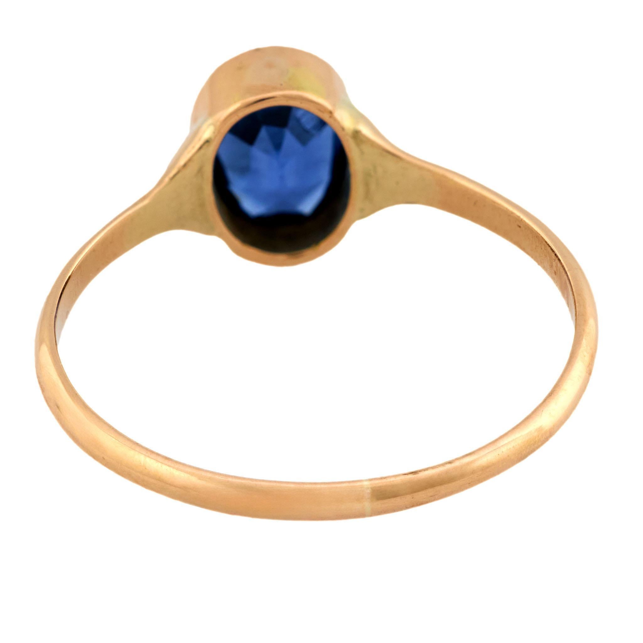 Viktorianischer 14k GIA Saphir Solitär Ring Damen im Angebot