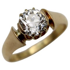 Victorian 14K Gold 1 Carat Old Mine Cut Engagement Ring