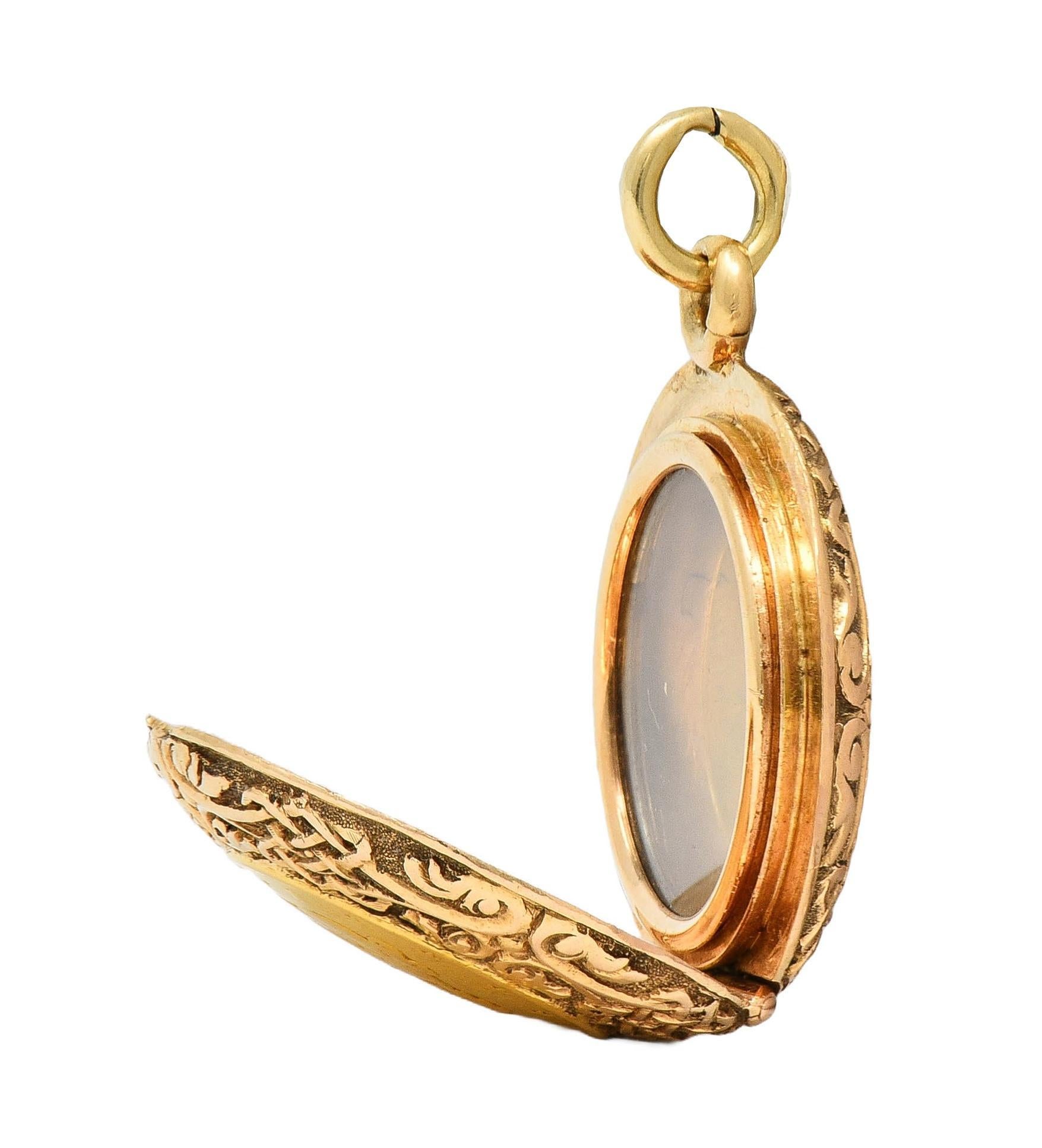 Victorian 14K Gold 1853 US Liberty Dollar Coin Antique Celtic Locket Pendant 5