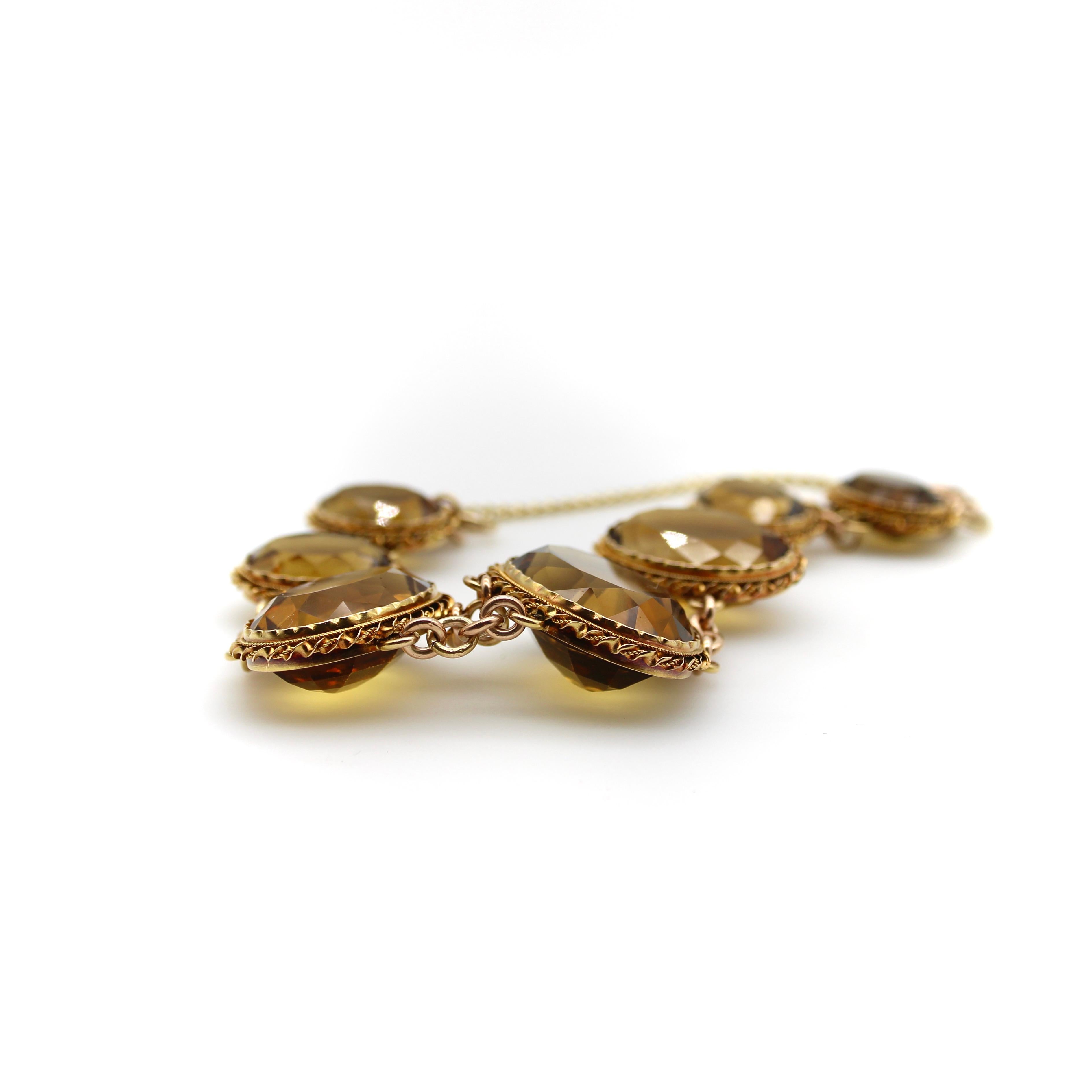 Victorian 14K Gold and Citrine Gemstone Bracelet  In Good Condition For Sale In Venice, CA