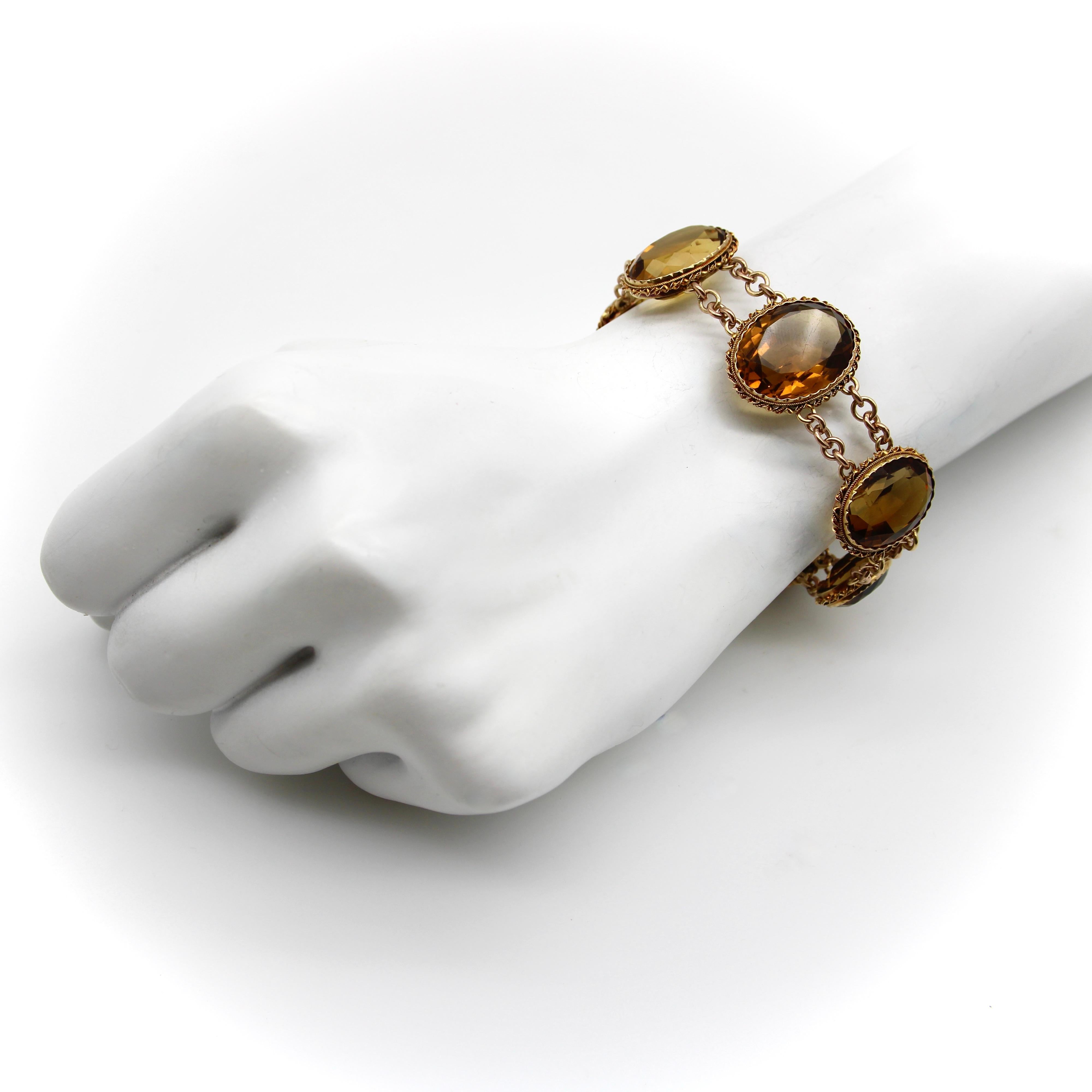 Viktorianisches Armband aus 14 Karat Gold und Citrin mit Edelsteinen  im Angebot 1