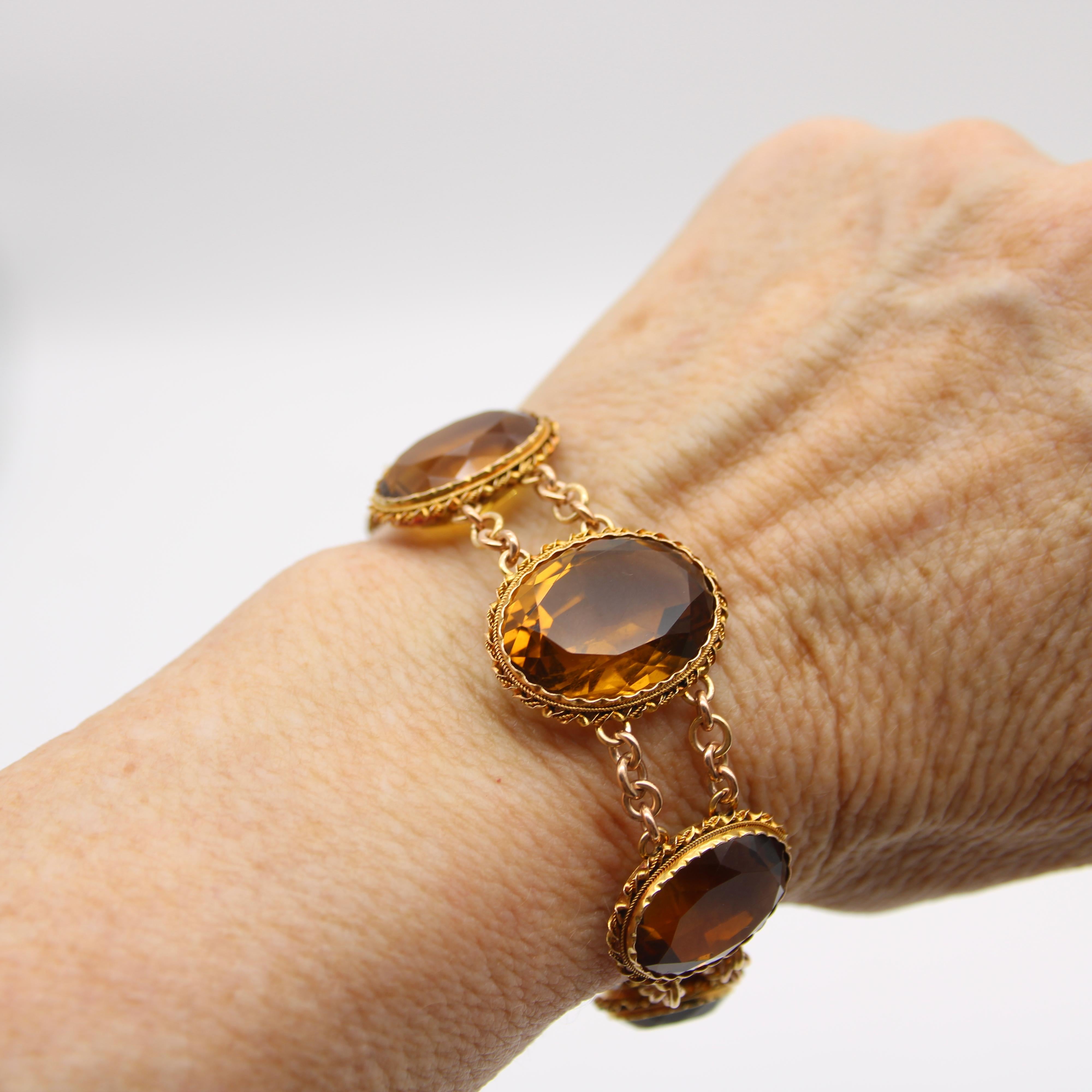 Viktorianisches Armband aus 14 Karat Gold und Citrin mit Edelsteinen  im Angebot 2