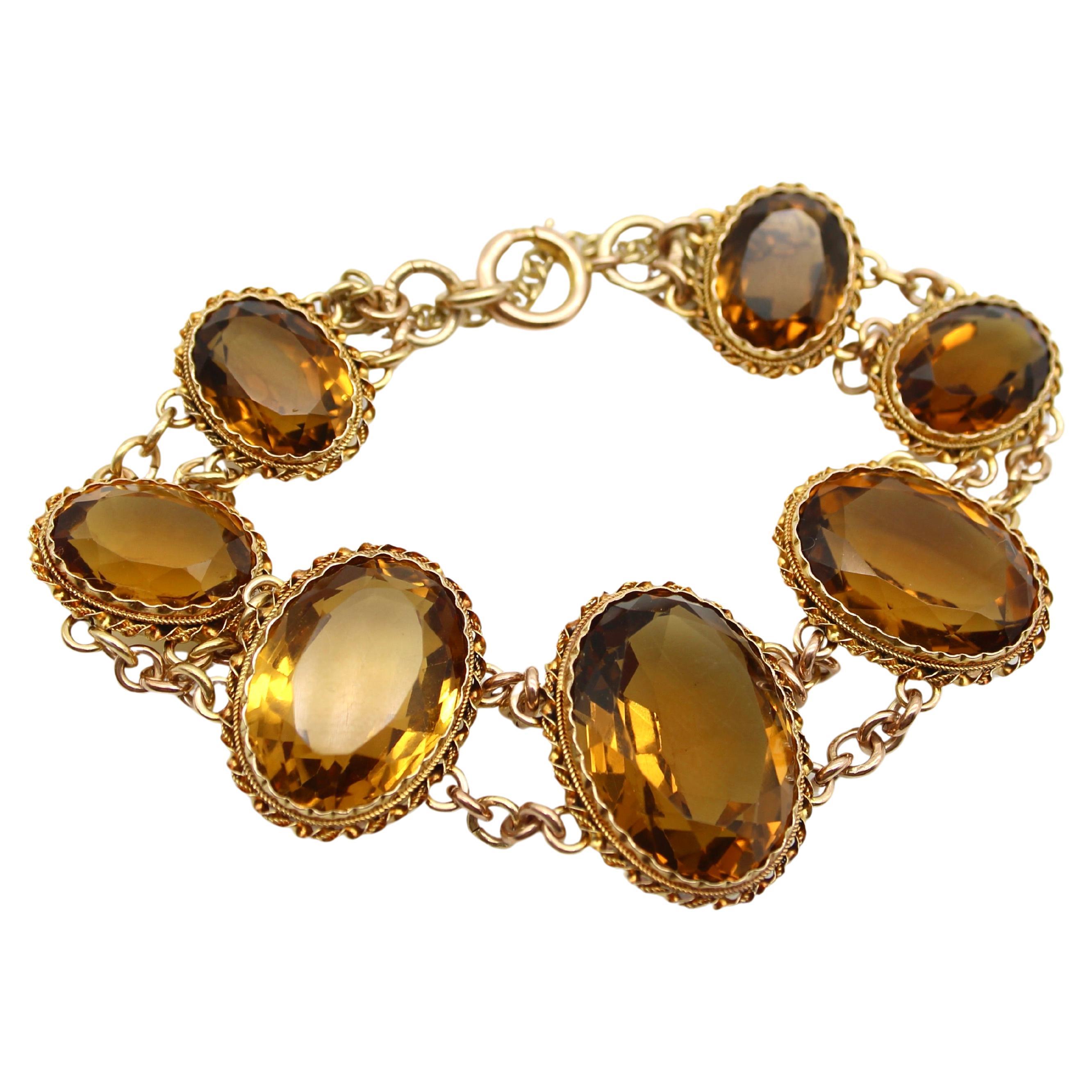 Victorian 14K Gold and Citrine Gemstone Bracelet  For Sale