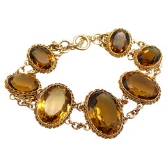 Antique Victorian 14K Gold and Citrine Gemstone Bracelet 