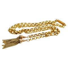 Antique Victorian 14K Gold Belcher Tassel Chain Necklace