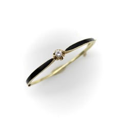 Victorian 14K Gold Black Enamel and Diamond Bracelet