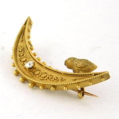 Victorian 14k gold brooch with an old mine cut diamond total approx. 0.20ct