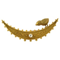 Victorian 14k gold brooch with an old mine cut diamond total approx. 0.20ct