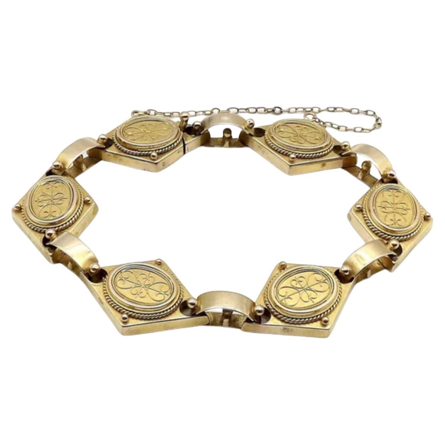 Jules Louis Wiese Antique Bracelet 18K Gold Gothic Renaissance Revival (7177)