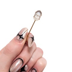 Victorian 14K Gold & Carved Moonstone Dionysius Head Stickpin