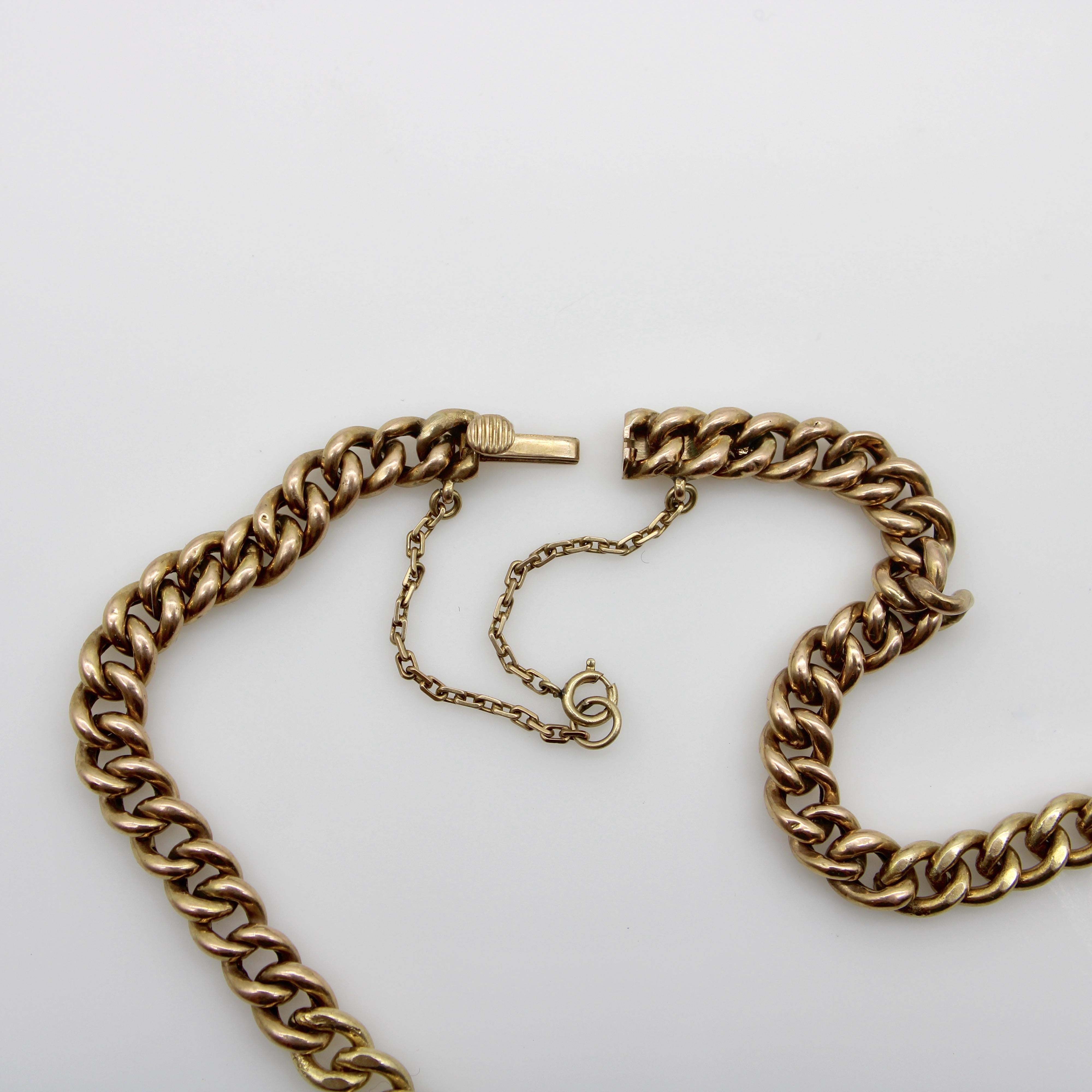 Collier victorien à maillons courbes en or 14 carats avec diamants et saphirs en vente 1