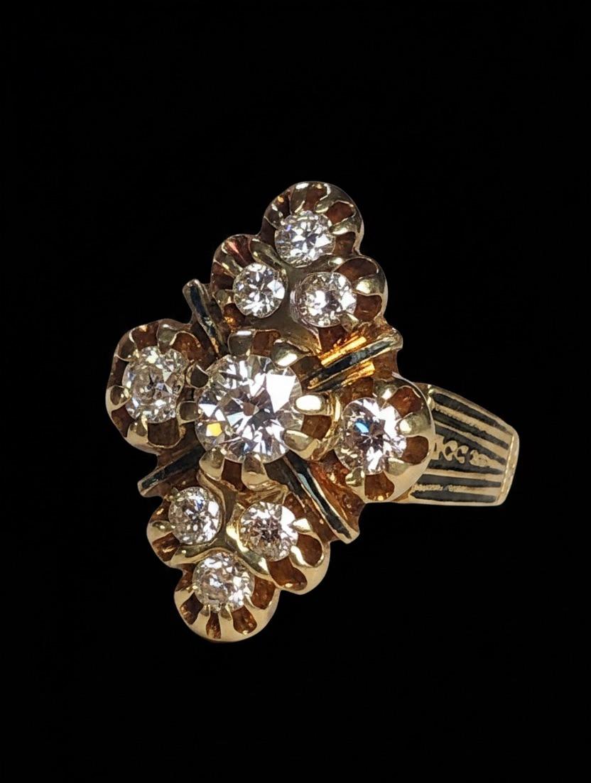 Victorian 14K Gold Diamond Cluster Ring, 2.10 Carats, Circa 1880s For Sale