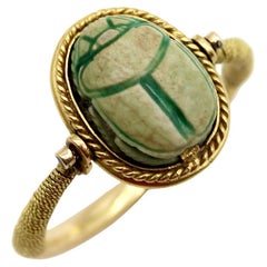 Viktorianischer 14K Gold Ägyptische Wiedergeburt Skarabäus-Drehring