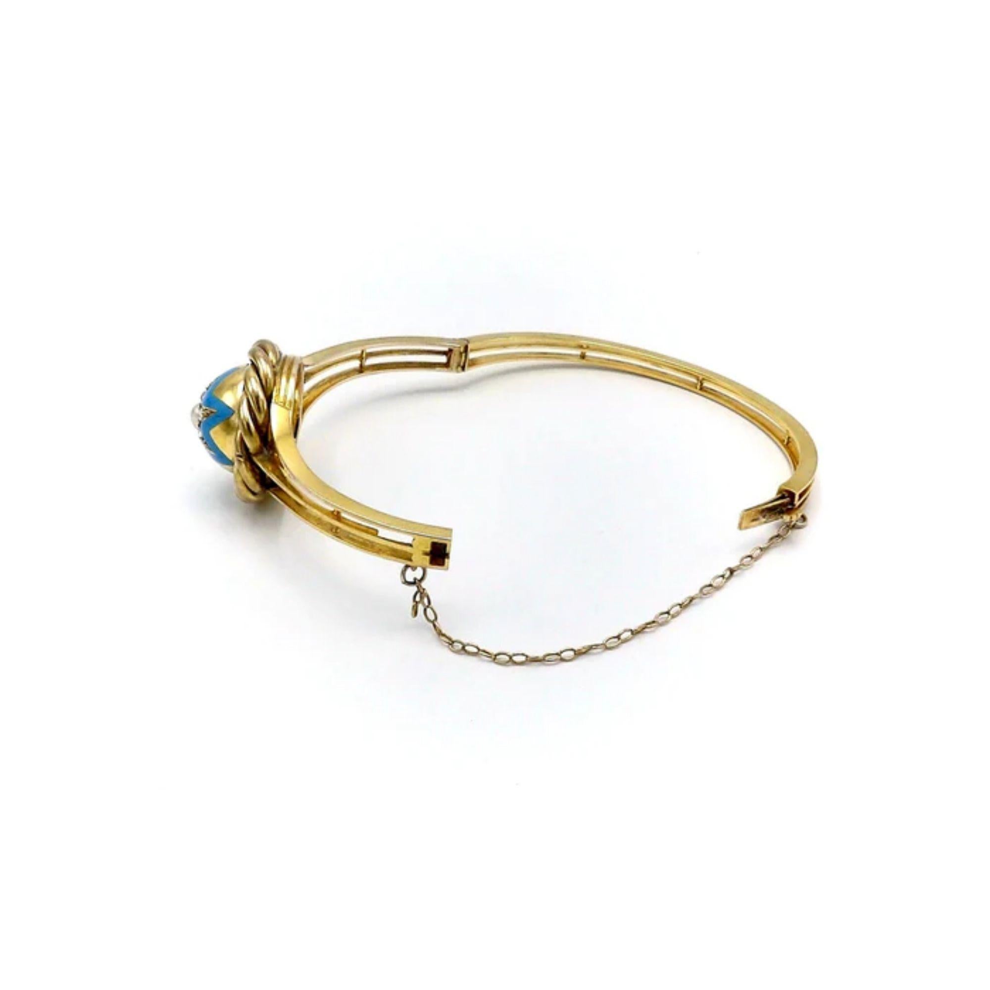 Bracelet victorien en or 14K émaillé, perles et diamants en forme d'étoile circa 1880s Bon état - En vente à Venice, CA