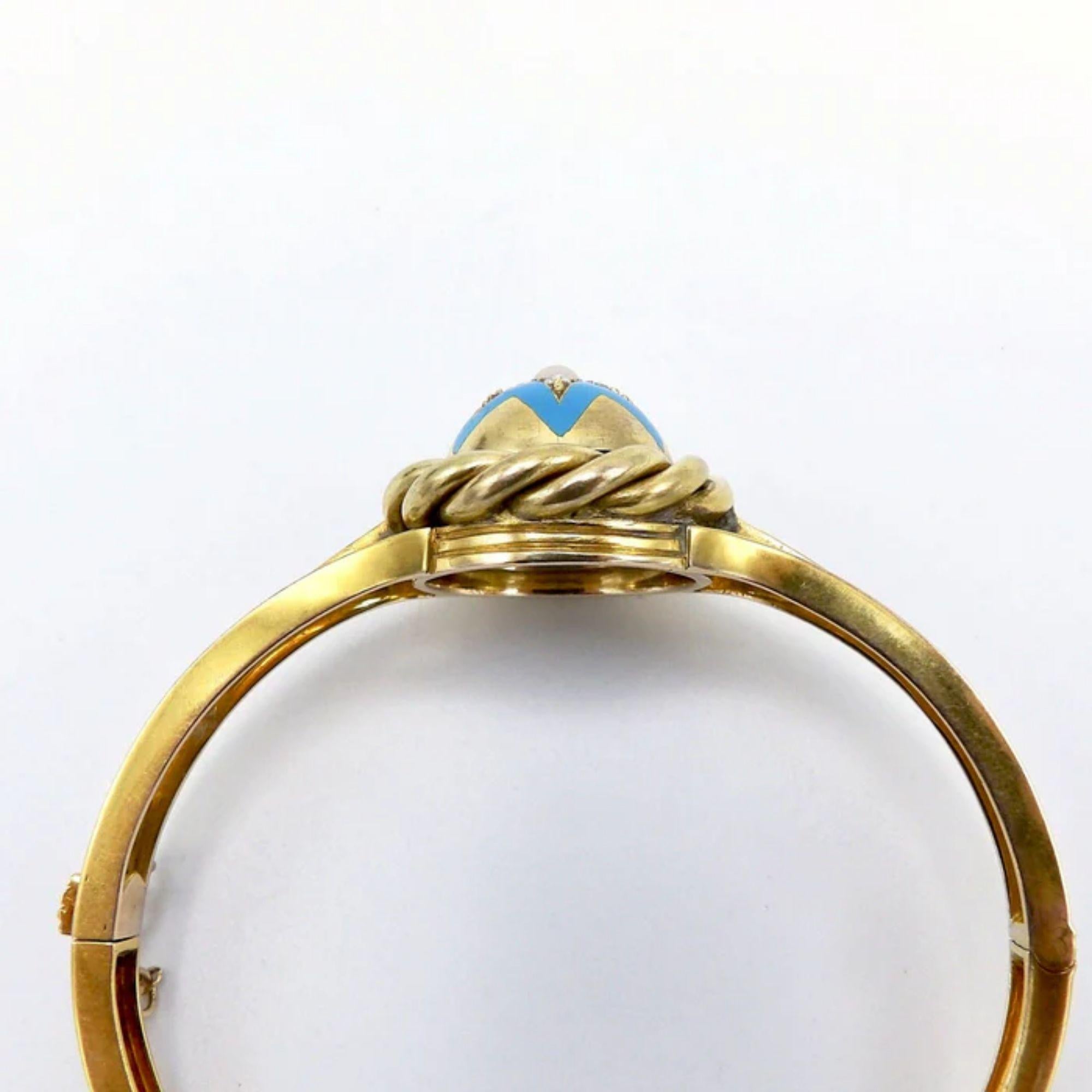 Bracelet victorien en or 14K émaillé, perles et diamants en forme d'étoile circa 1880s Unisexe en vente