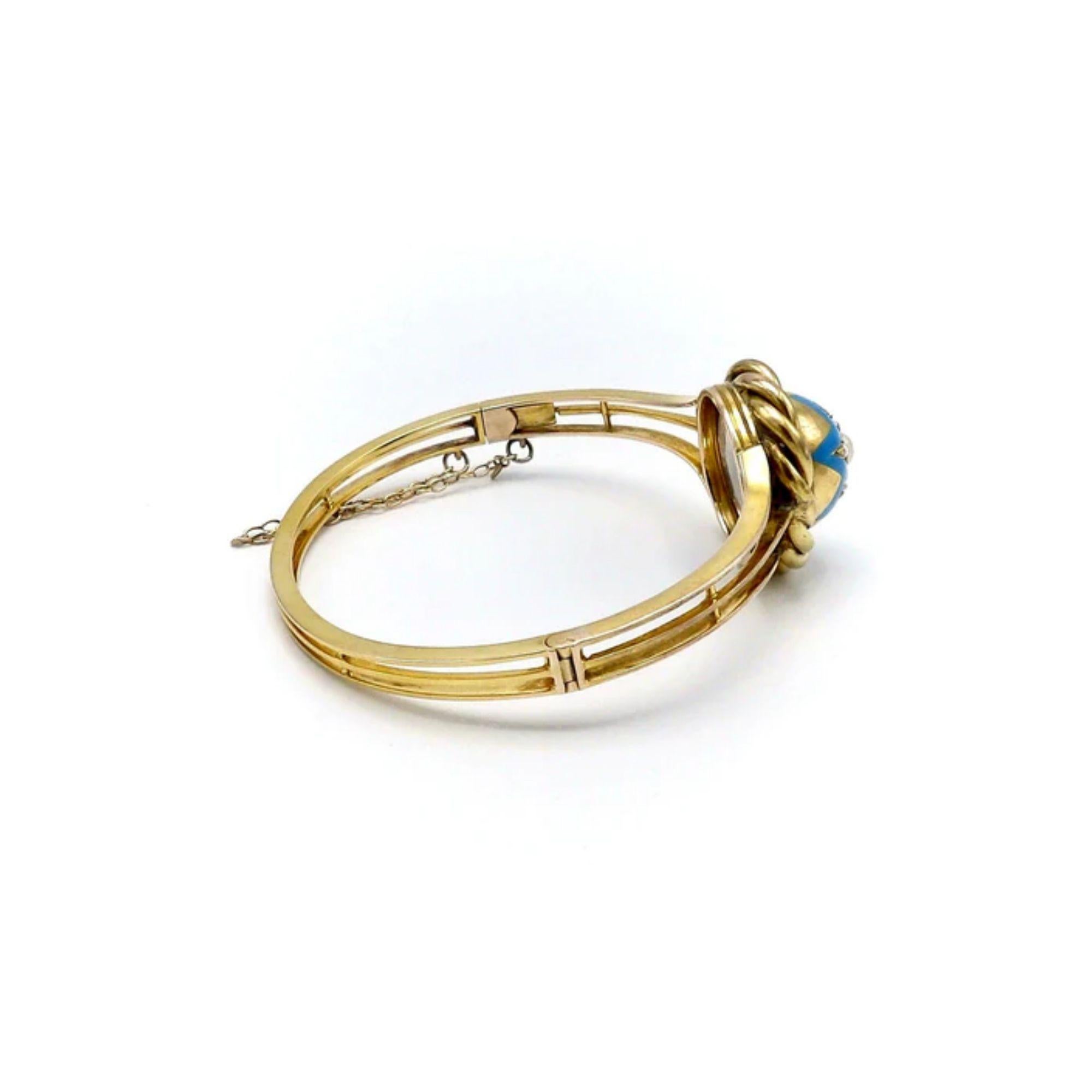Bracelet victorien en or 14K émaillé, perles et diamants en forme d'étoile circa 1880s en vente 2