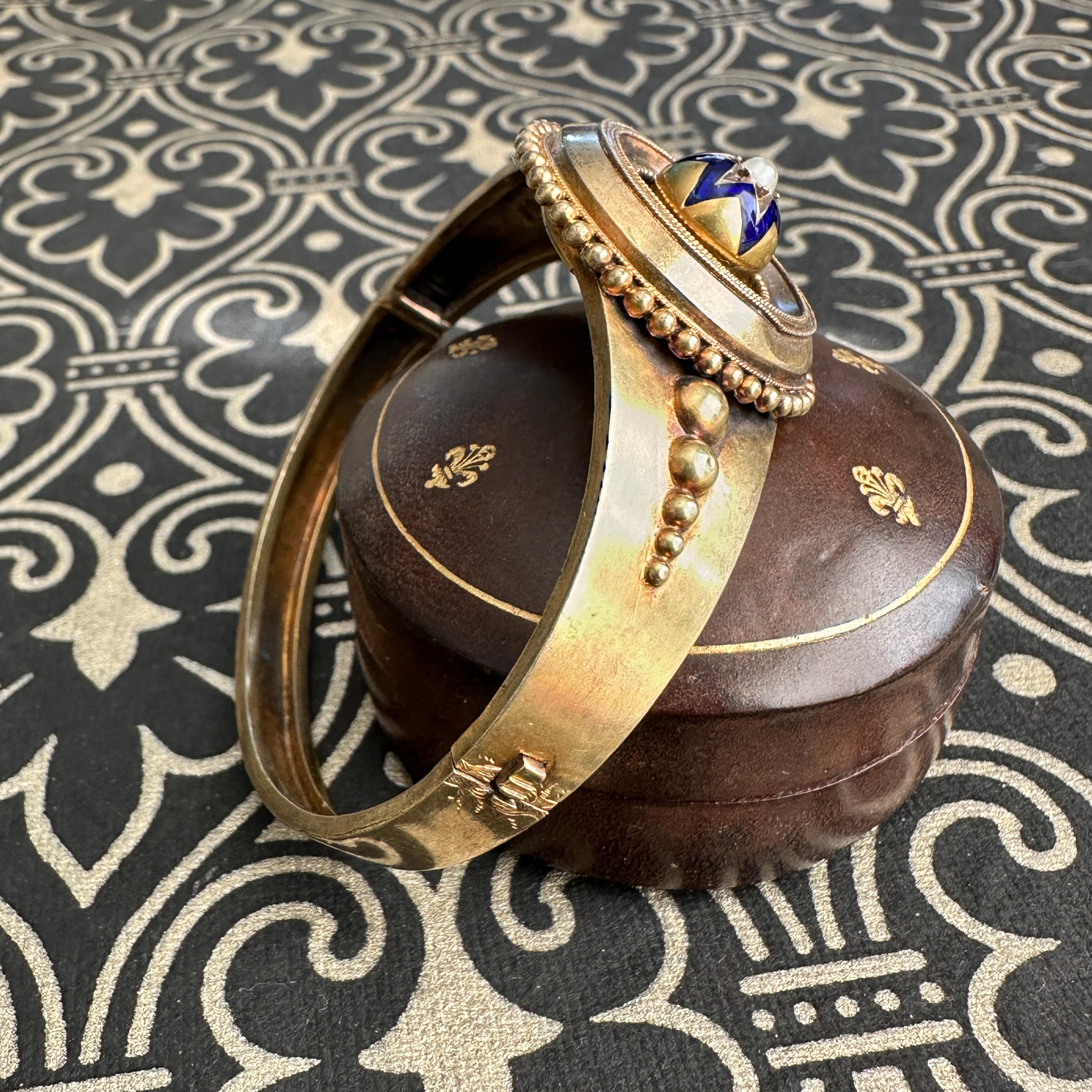 Pulsera victoriana de oro de 14 quilates con estrella esmaltada en venta 8