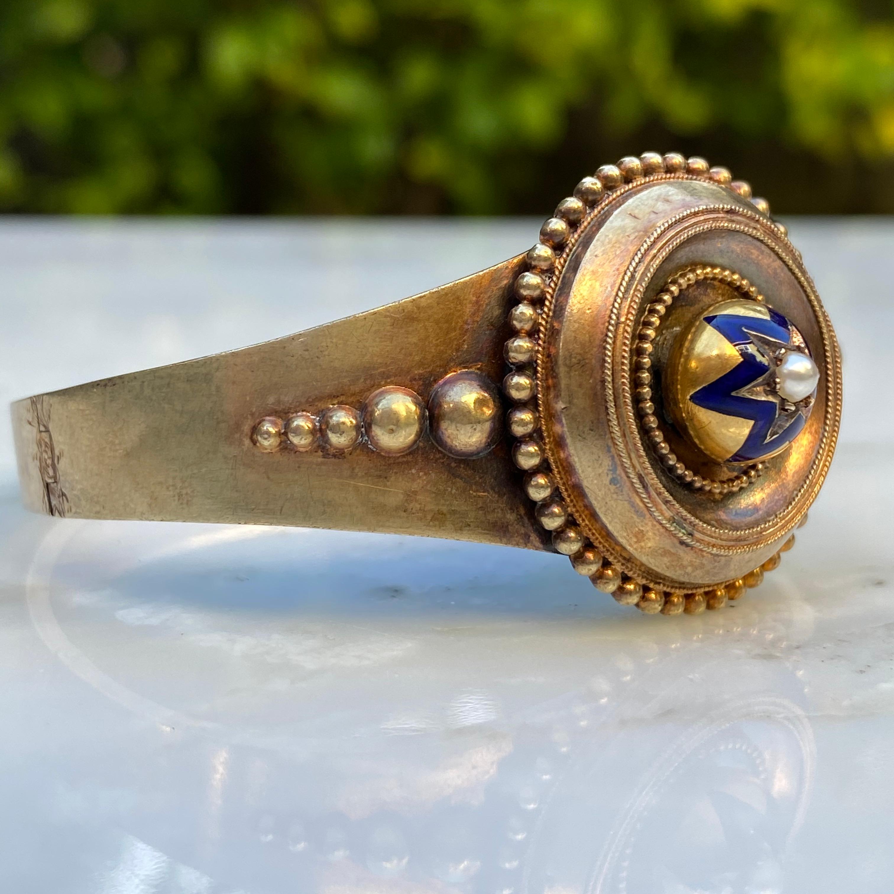 Pulsera victoriana de oro de 14 quilates con estrella esmaltada en Bueno estado para la venta en Scotts Valley, CA