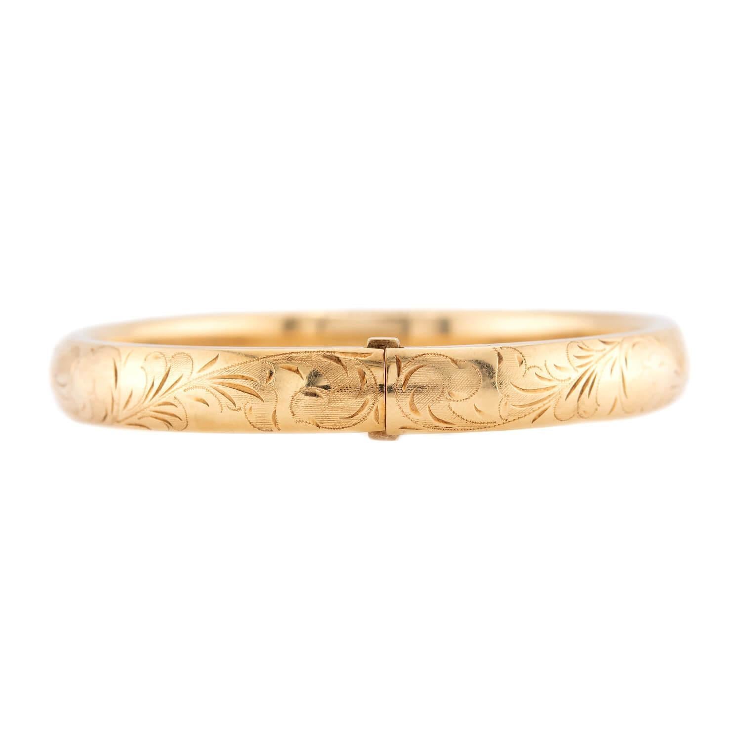 Bracciale vittoriano con incisione in oro 14k In condizioni buone in vendita a Narberth, PA
