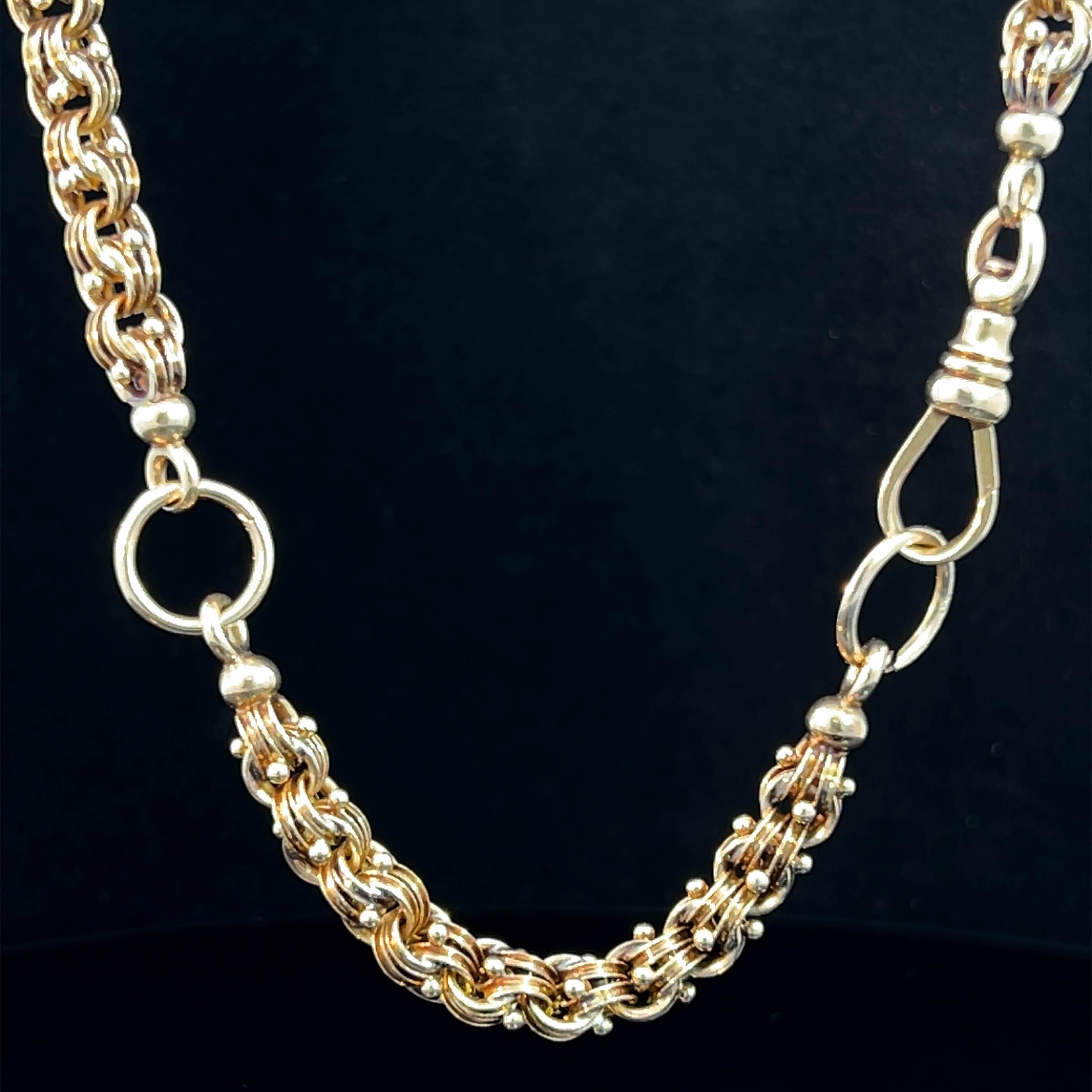 Victorien Chaîne victorienne en or 14 carats à maillons fantaisie 59 cm, c. 1890 en vente