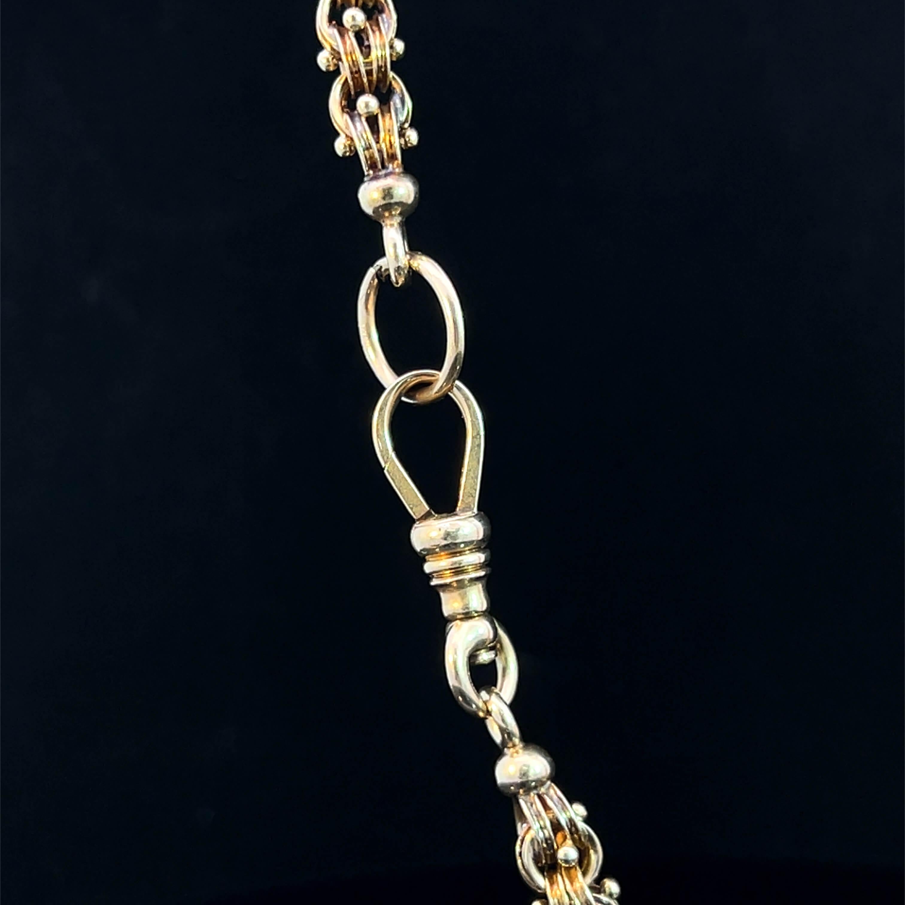 Chaîne victorienne en or 14 carats à maillons fantaisie 59 cm, c. 1890 Unisexe en vente