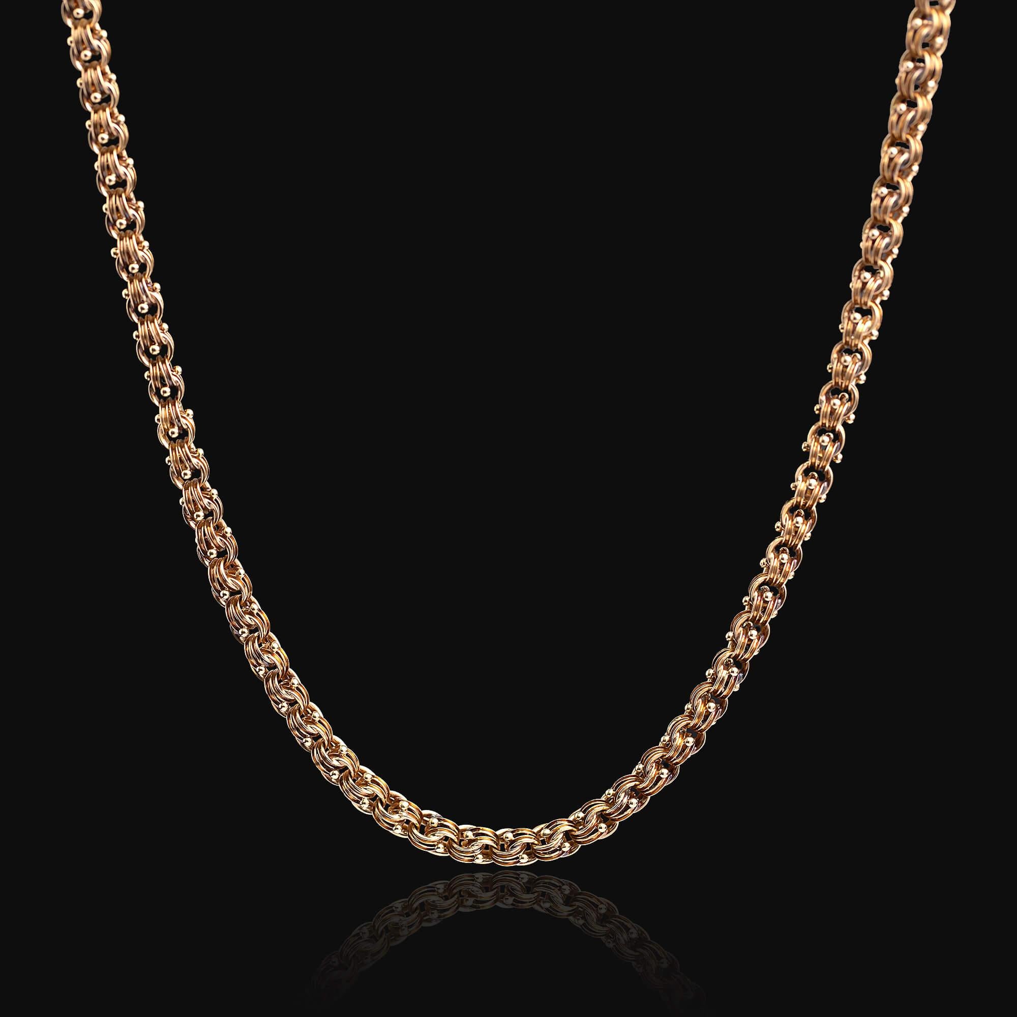 Chaîne victorienne en or 14 carats à maillons fantaisie 59 cm, c. 1890 en vente 1