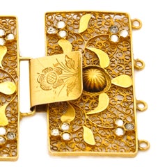 Victorian Filigree 14K Gold Floral Belt Clasp