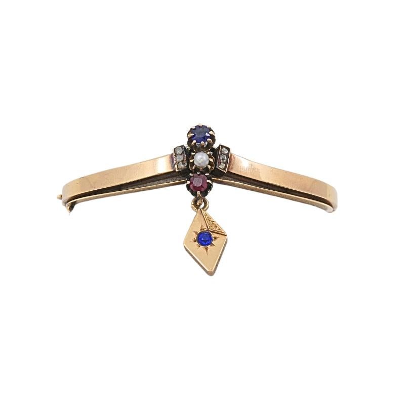 Pulsera victoriana de oro de 14k con piedras preciosas en venta 4