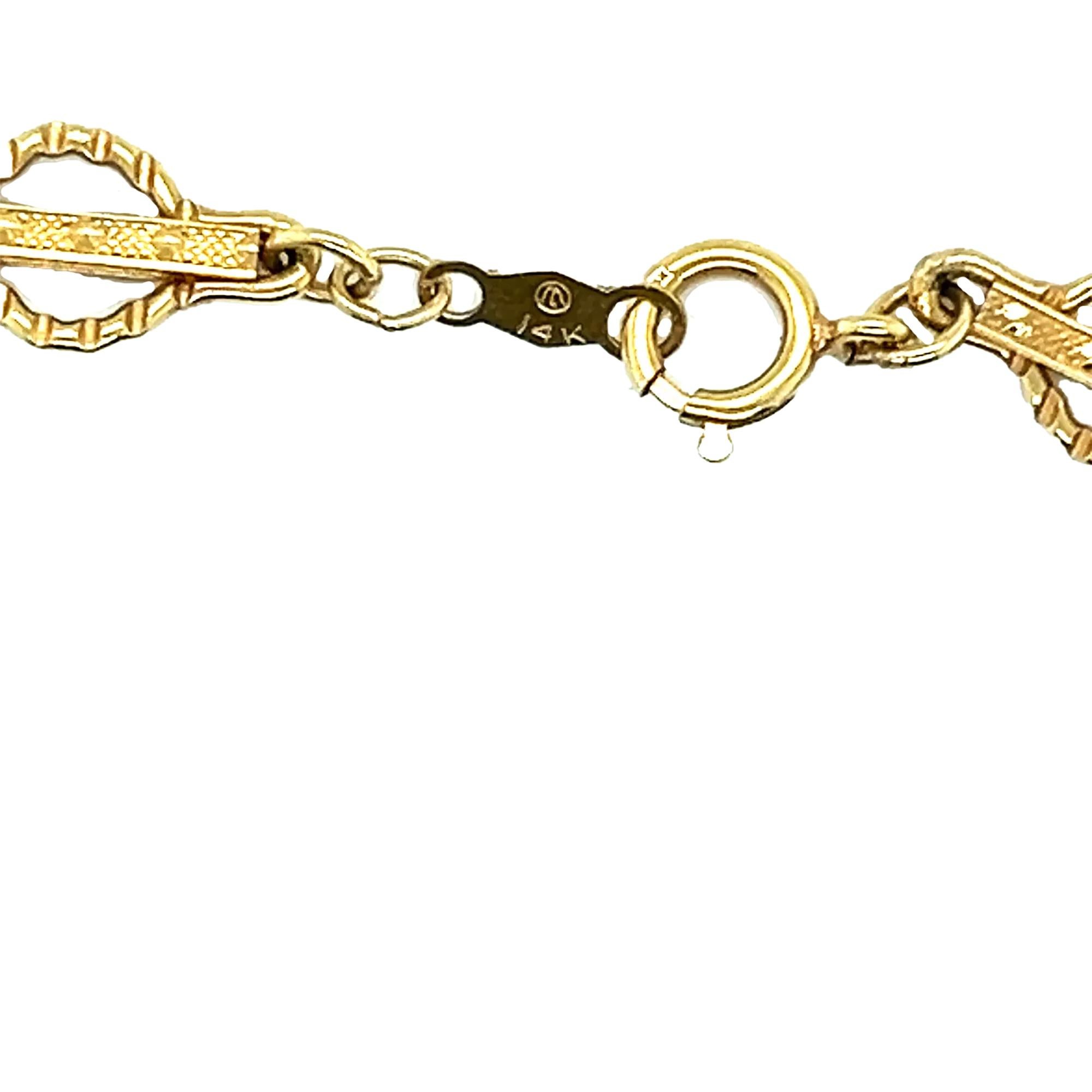 Viktorianische 14k Gold Gothic Revival Geometrische antike Sautoir Halskette Kette 20,5