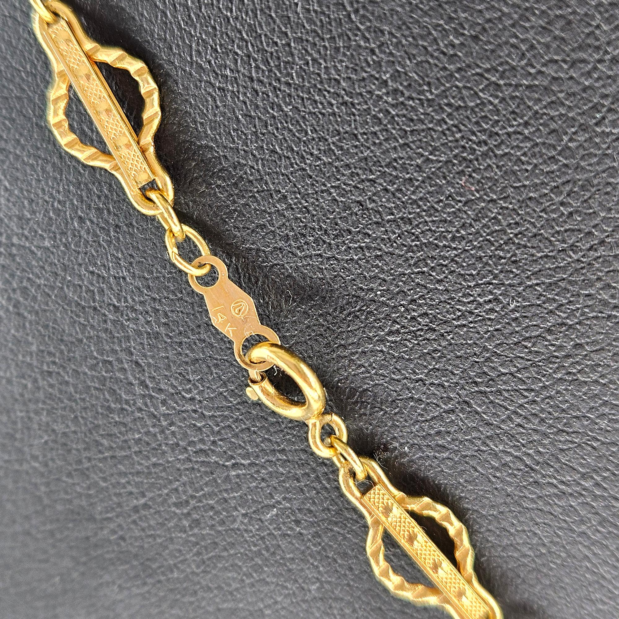 Viktorianische 14k Gold Gothic Revival Geometrische antike Sautoir Halskette Kette 20,5