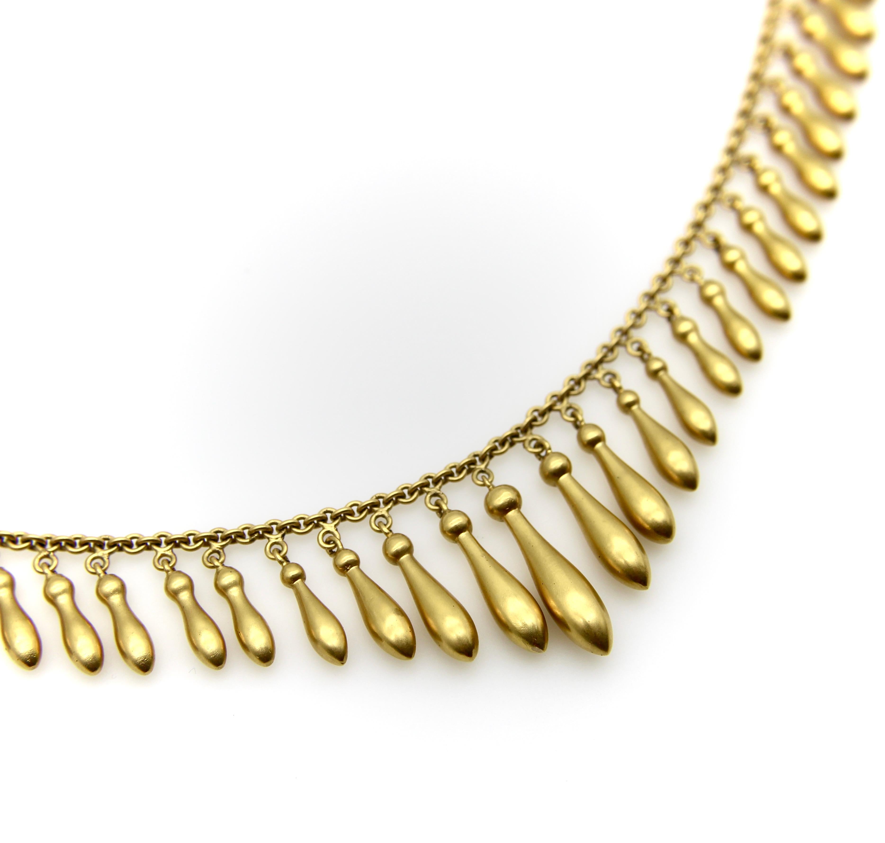 Women's Victorian 14K Gold Graduated Fringe Necklace  For Sale