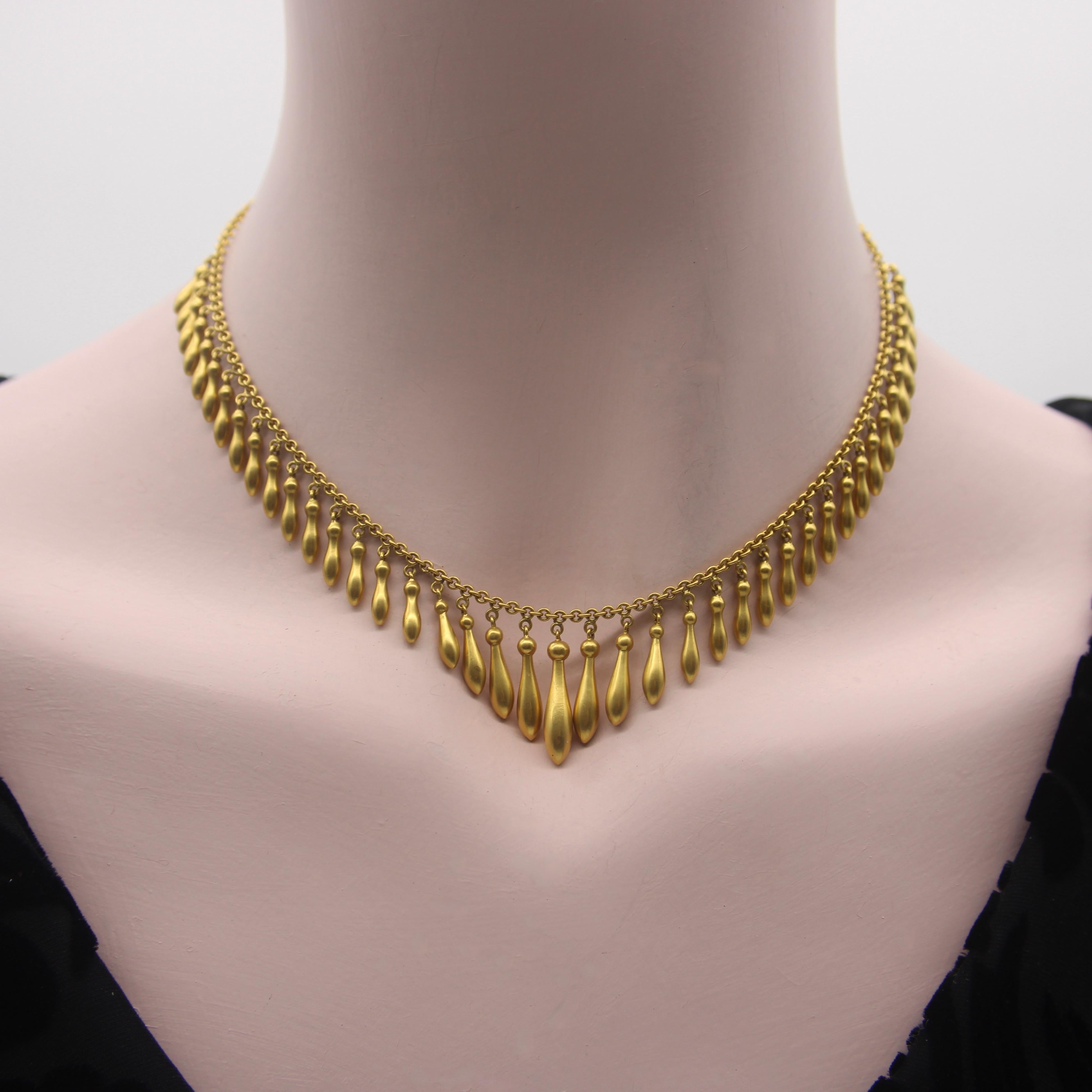Victorian 14K Gold Graduated Fringe Necklace  For Sale 2